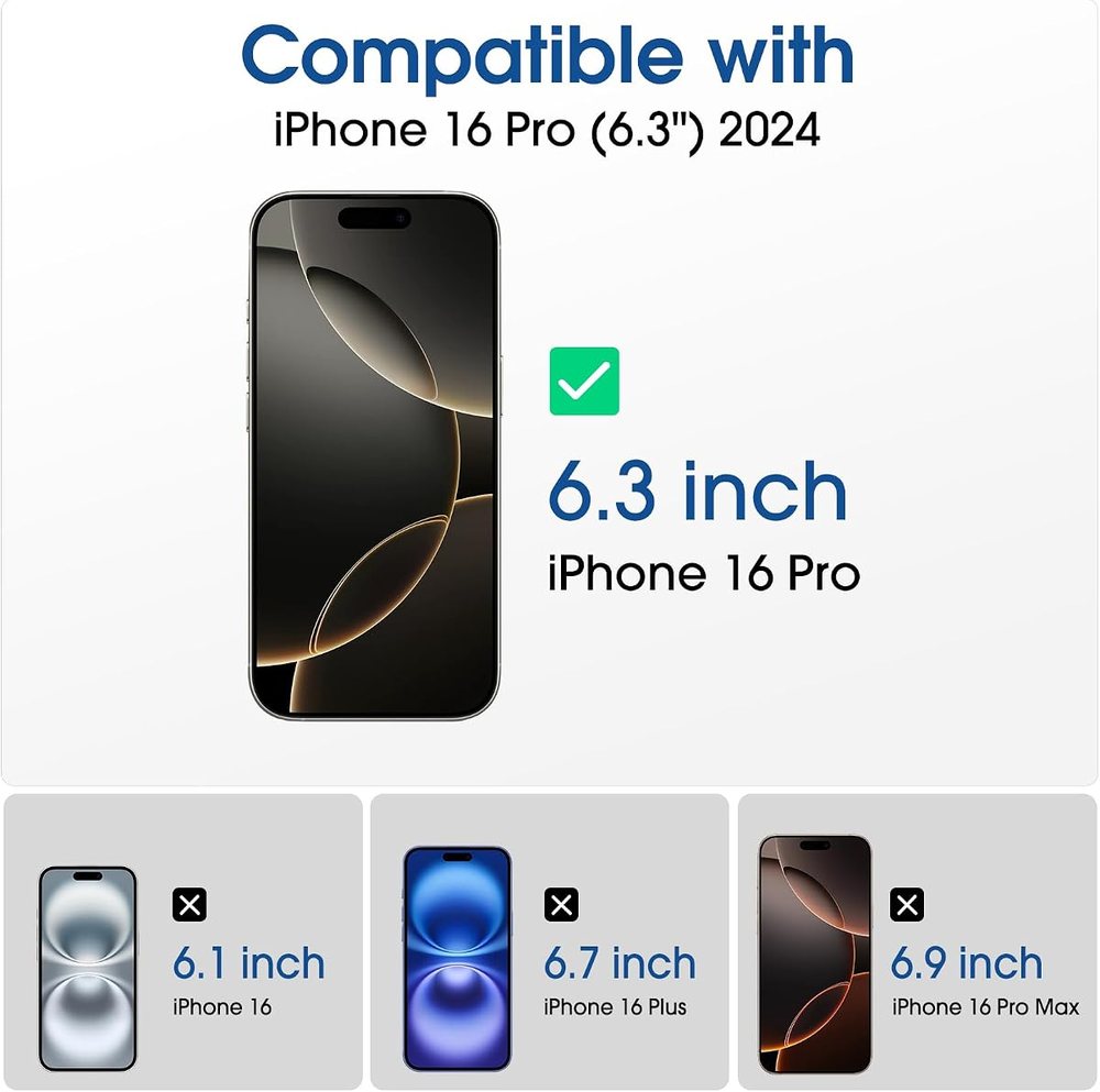 clear tempered glass screen protector for iPhone 16 Pro by amFilm