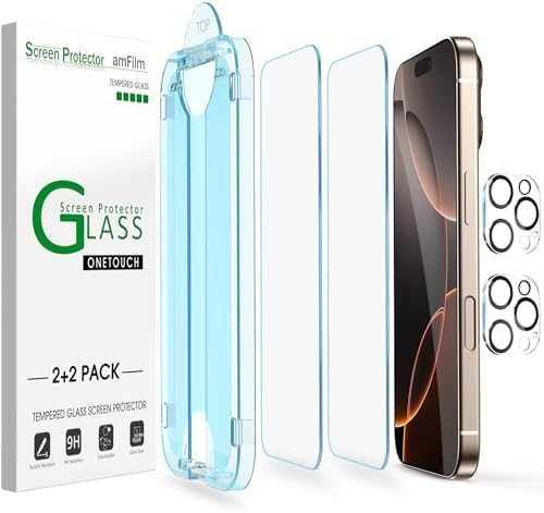 clear tempered glass screen protector for iPhone 16 Pro Max by amFilm