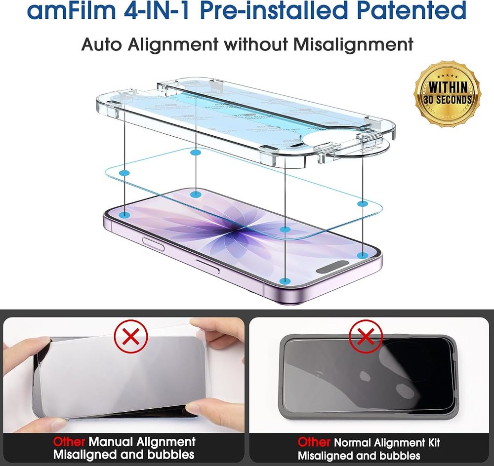 clear tempered glass screen protector for iPhone 17 by amFilm