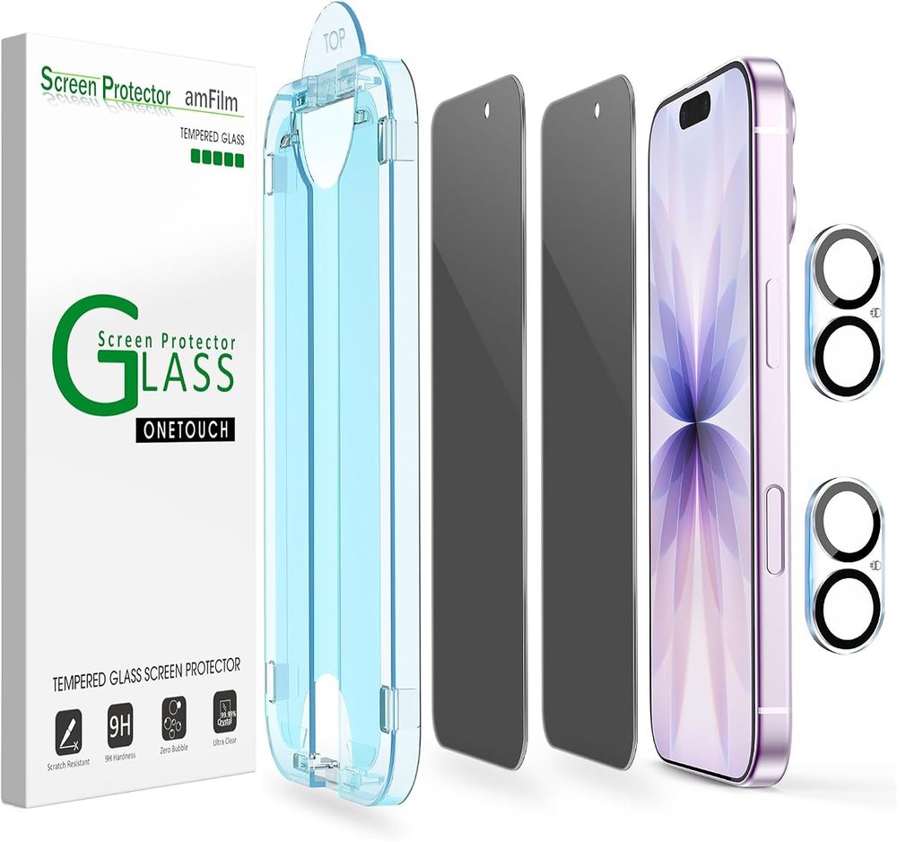 privacy tempered glass screen protector for iPhone 17 by amFilm