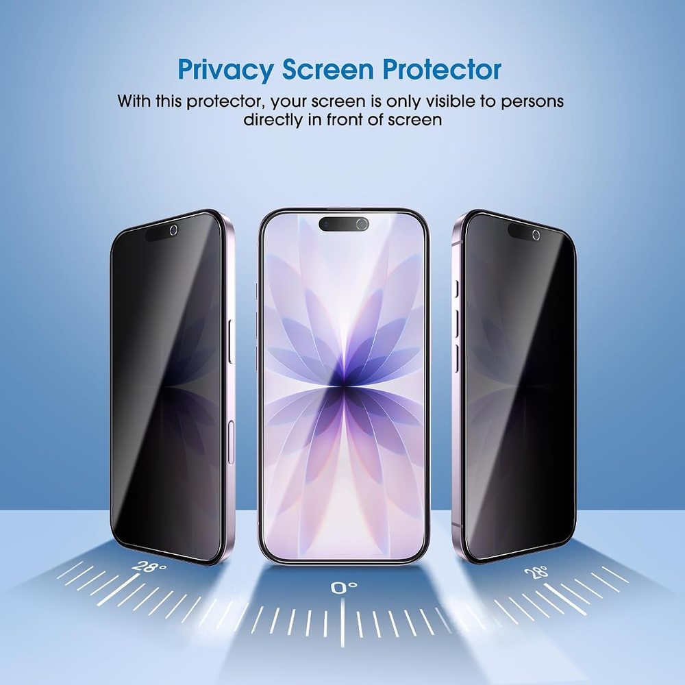 privacy tempered glass screen protector for iPhone 17 by amFilm