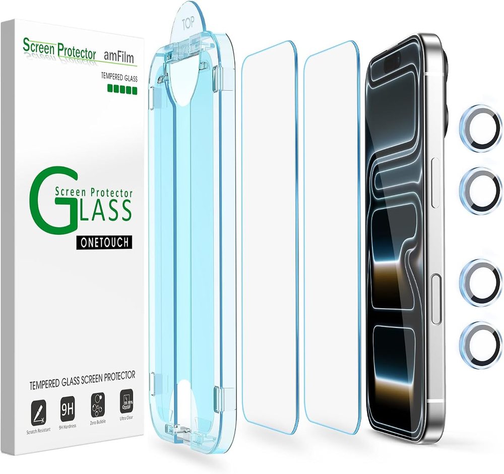 clear tempered glass screen protector for iPhone 17 Pro by amFilm