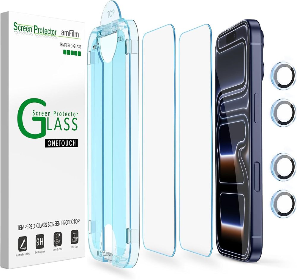 clear tempered glass screen protector for iPhone 17 Pro Max by amFilm