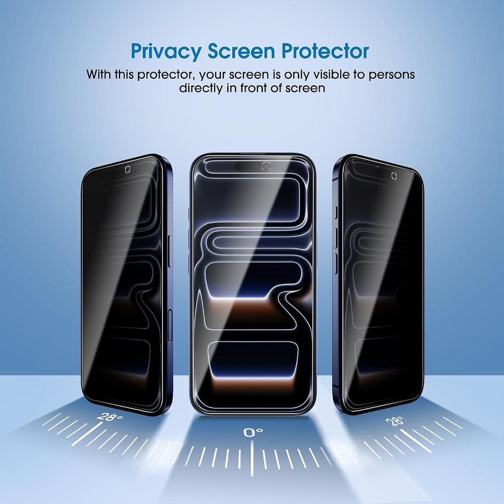 privacy tempered glass screen protector for iPhone 17 Pro Max by amFilm
