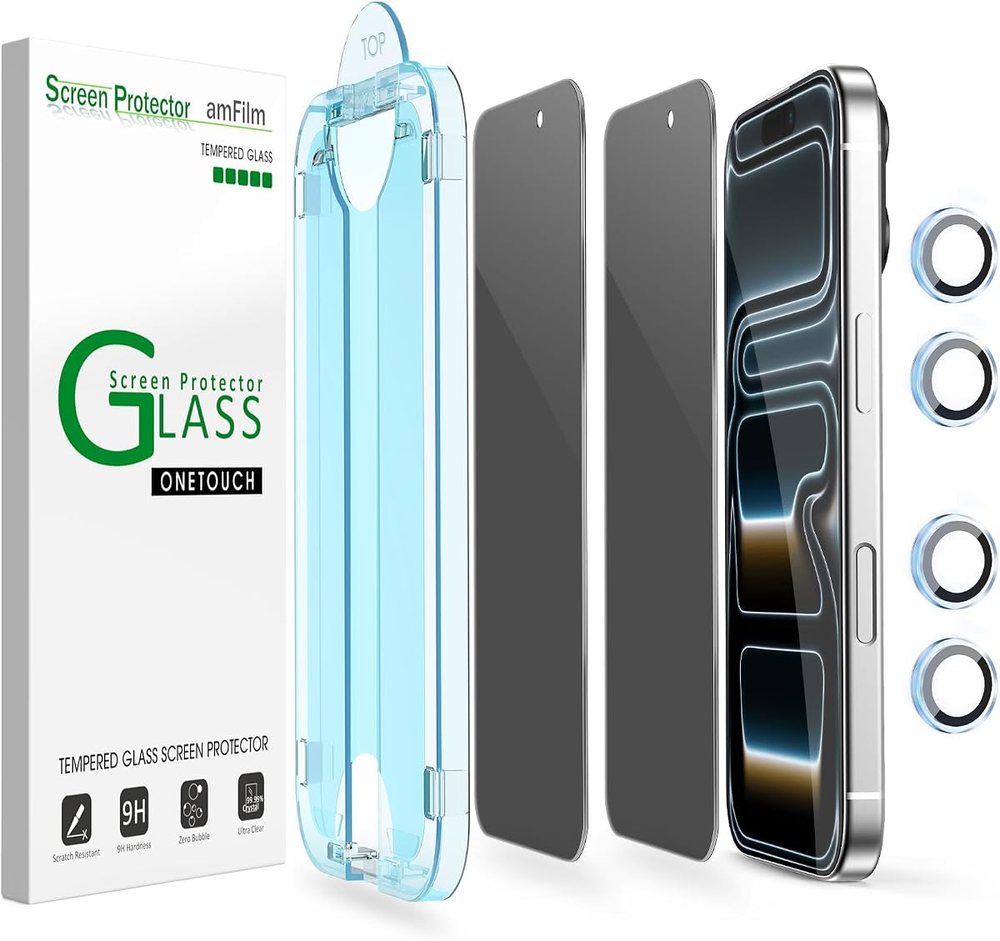 privacy tempered glass screen protector for iPhone 17 Pro by amFilm