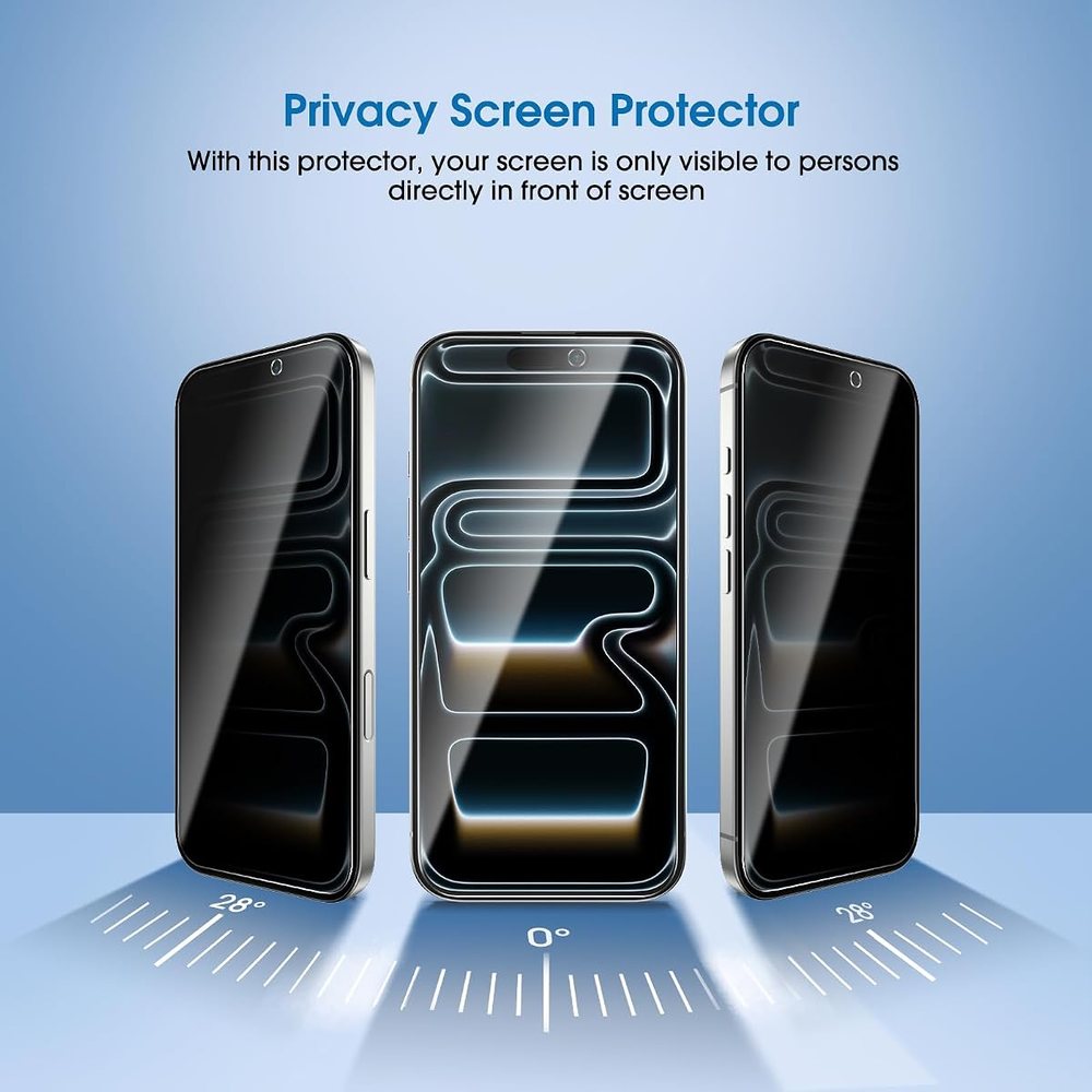 privacy tempered glass screen protector for iPhone 17 Pro by amFilm