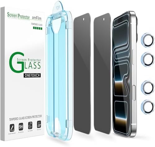 privacy tempered glass screen protector for iPhone 17 Pro by amFilm