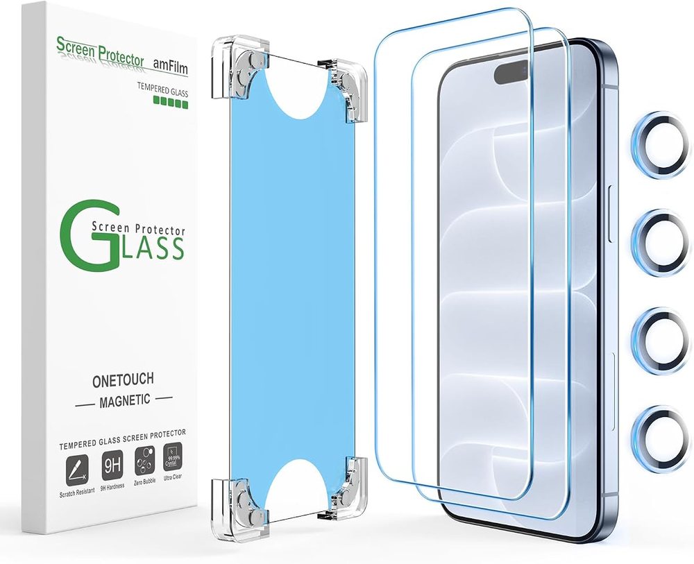 clear tempered glass screen protector for iPhone 18 Pro by amFilm