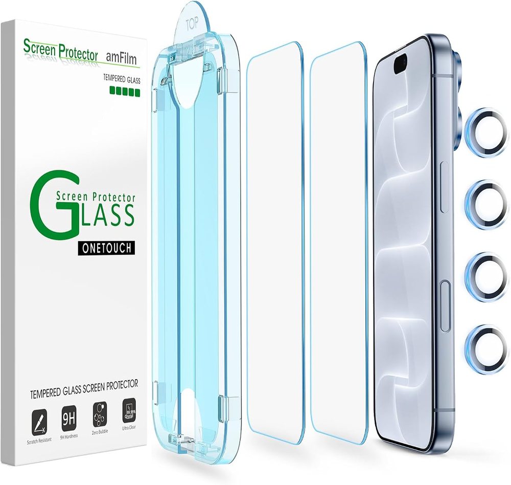 clear tempered glass screen protector for iPhone 18 Pro by amFilm