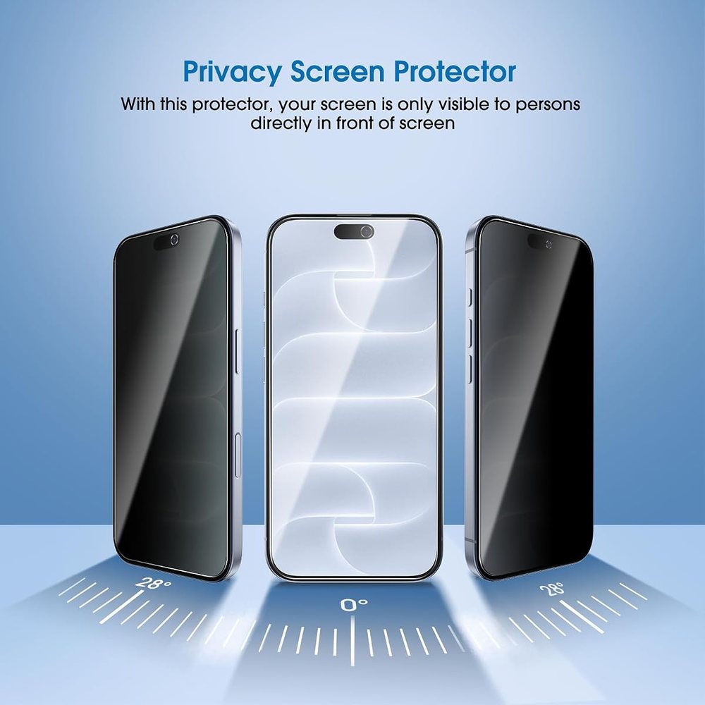 privacy tempered glass screen protector for iPhone 18 Pro by amFilm