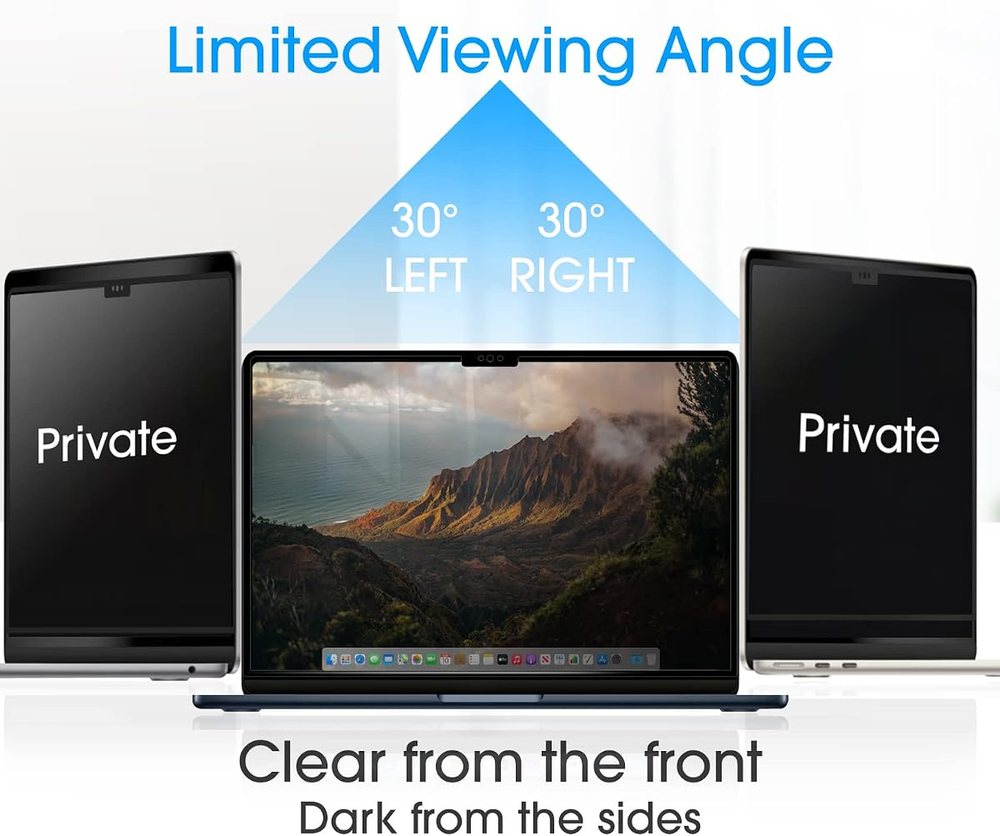 privacy tempered glass screen protector for MacBook Air 13.6 by amFilm