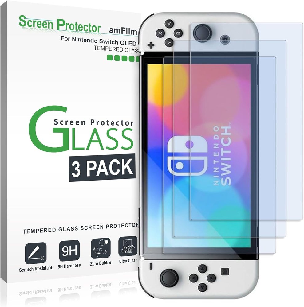 clear tempered glass screen protector for Nintendo Switch OLED by amFilm