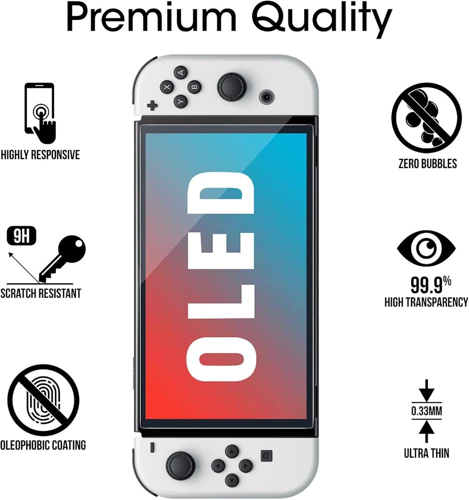 clear tempered glass screen protector for Nintendo Switch OLED by amFilm