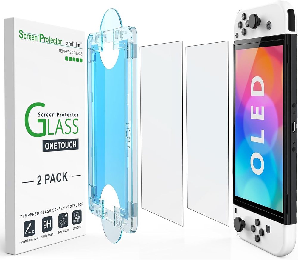 matte anti-glare tempered glass screen protector for Nintendo Switch OLED by amFilm