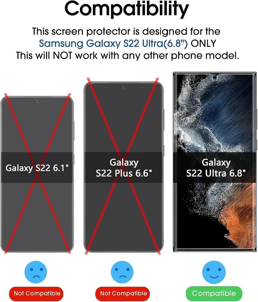 clear tempered glass screen protector for Samsung Galaxy S22 Ultra by amFilm
