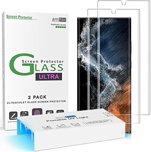clear tempered glass screen protector for Samsung Galaxy S22 Ultra by amFilm
