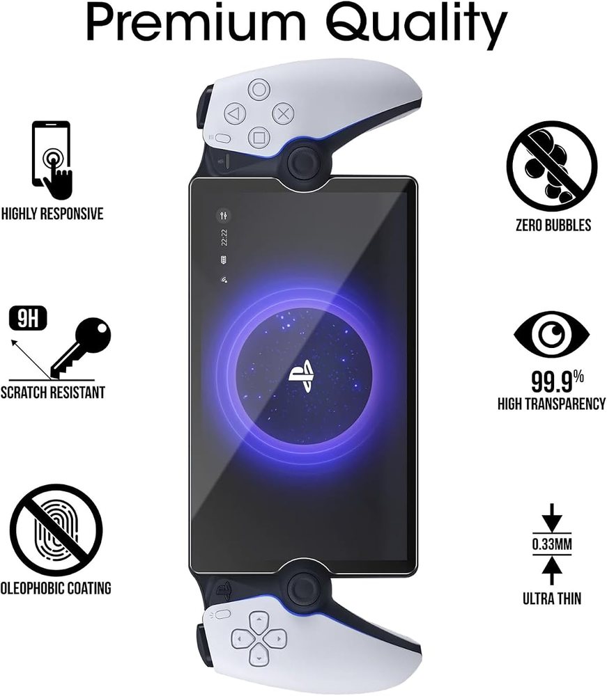 clear tempered glass screen protector for Sony PlayStation Portal by amFilm