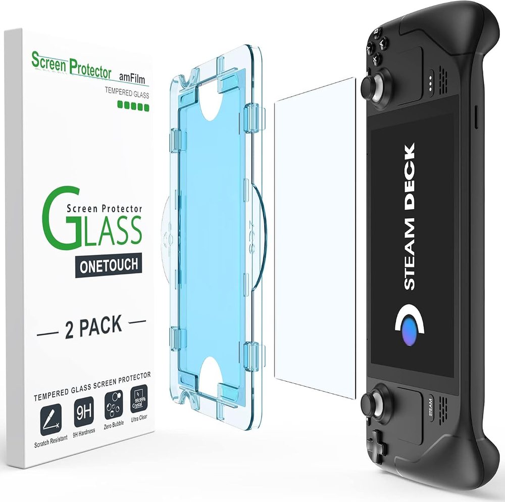 clear tempered glass screen protector for Steam Deck OLED by amFilm